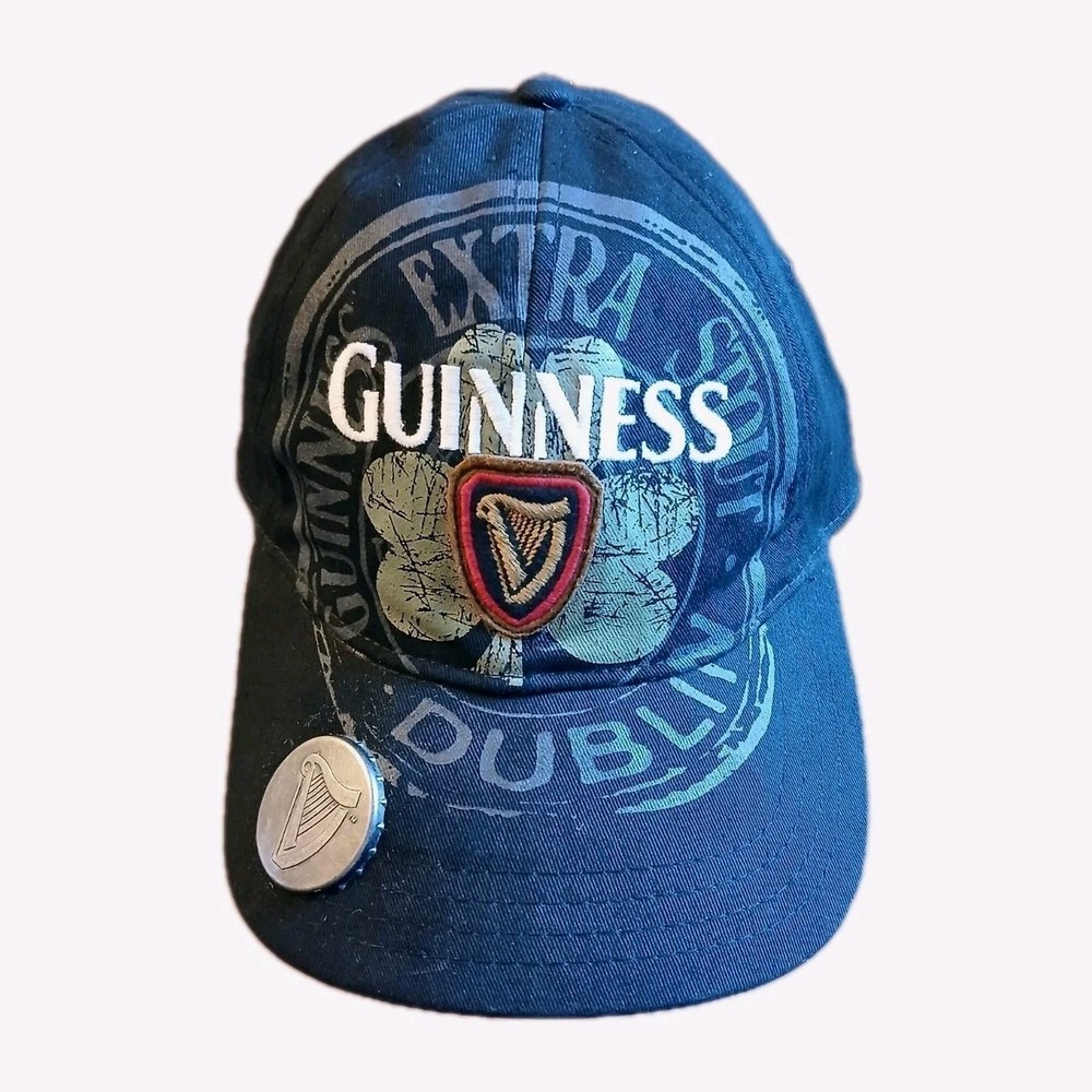 Guinness Extra Stout Dublin Black Baseball Cap Hat with Built-in Bottle Opener